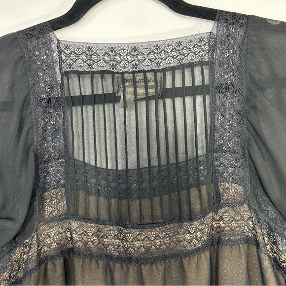 MSSP Max Studio Vintage Retro Sheer Lace Romantic Goth 90's Y2K Witchy Top Sz M - Picture 4 of 14